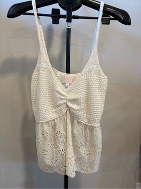 Audrey Parks Cream Eyelet Knit Camisole